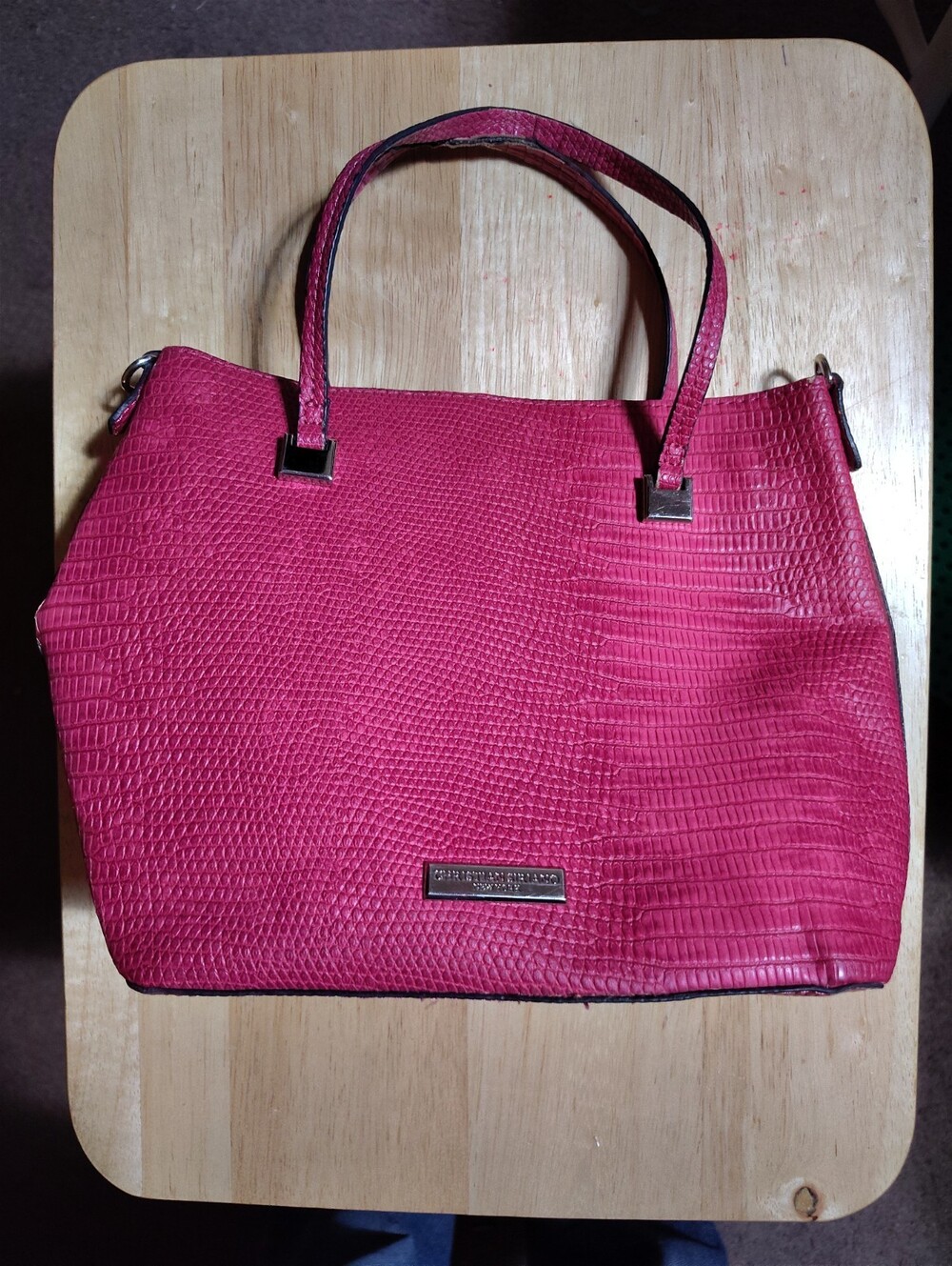 Christian Siriano New York Pink Lizard Embossed Tote Bag Shoulder Bag